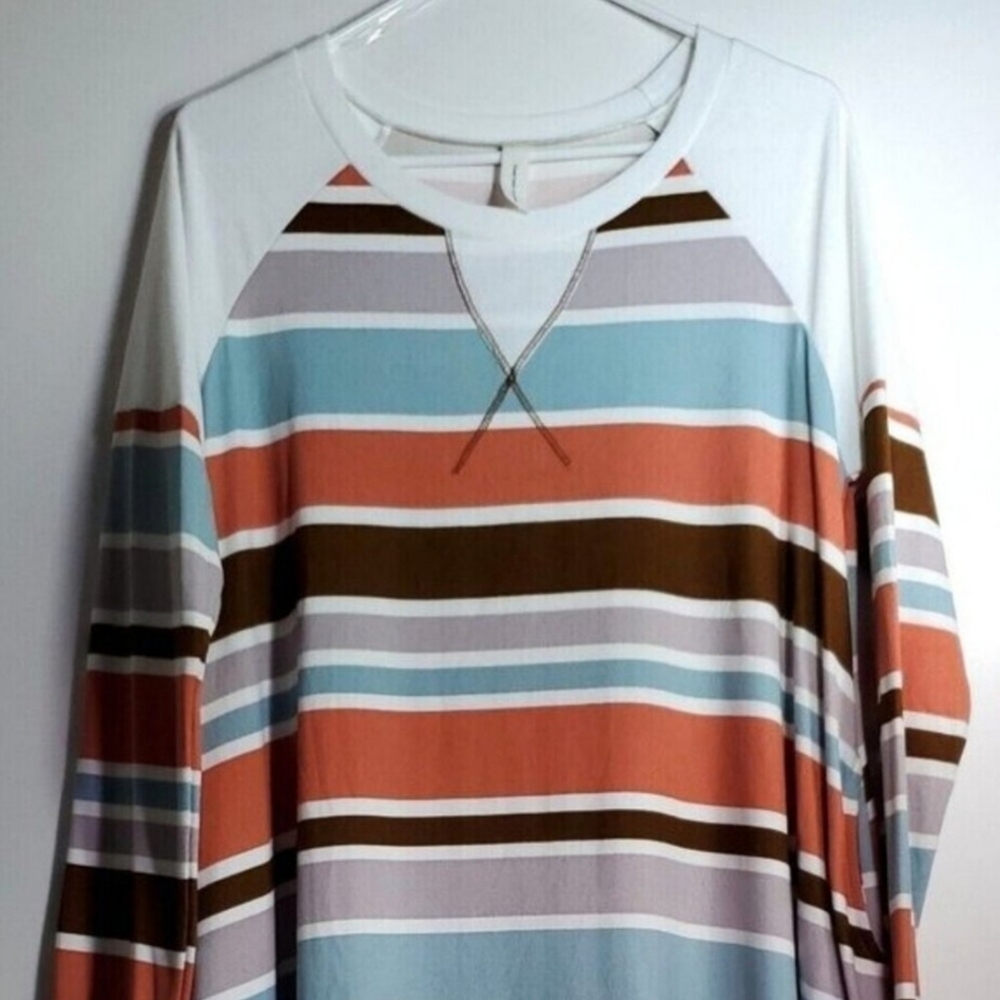 Together Clothing women's Colorblock Stripe Long Sleeve T Shirt Dress NWOT